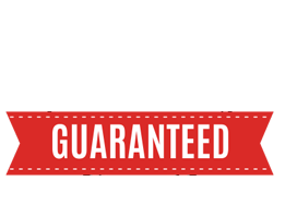 Quality construction guaranteed badge, red and black.